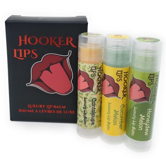 Hooker Lips Luxury Lip Balm Cantaloupe, Cucumber Melon & Honeydew Variety 3 Pack - Picture 1 of 3